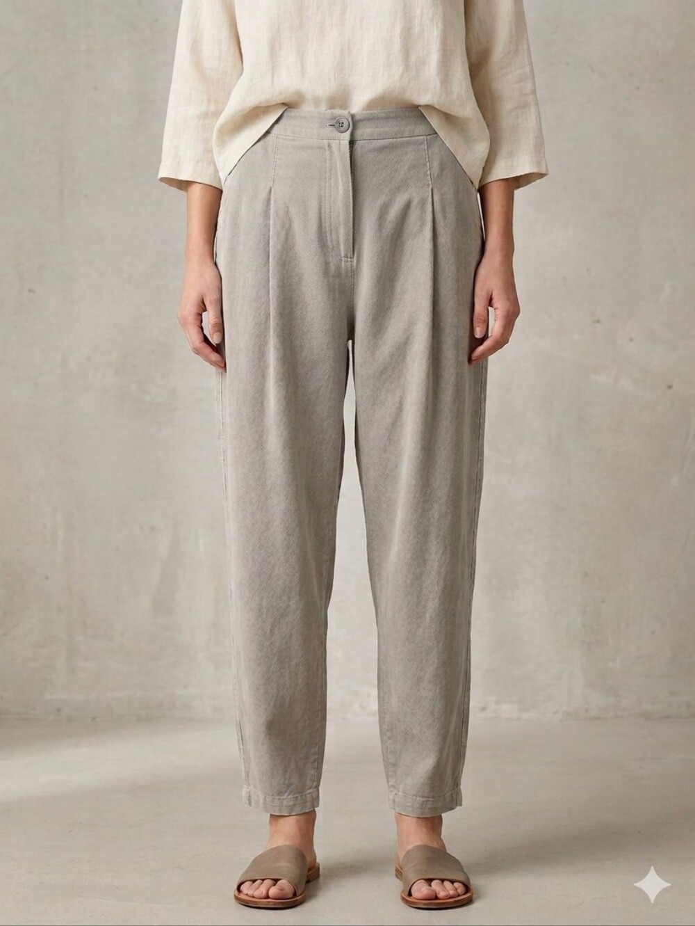 OSKA Wide-leg Barrel Leg Lyocell/ Linen Trousers - Grey & Soft!